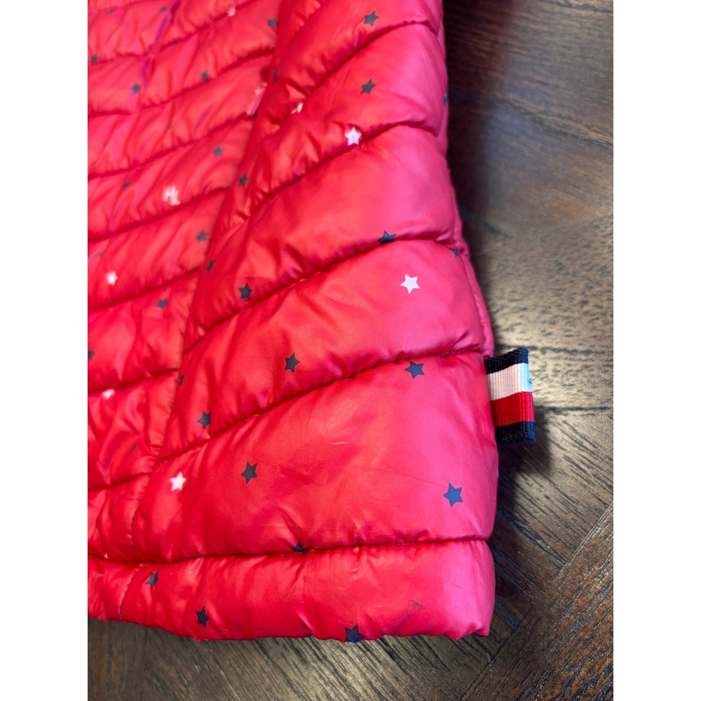 Tommy Hilfiger Womens Red Quilted Puffer Vest Star Print Full Zip Size Large - Picture 6 of 15